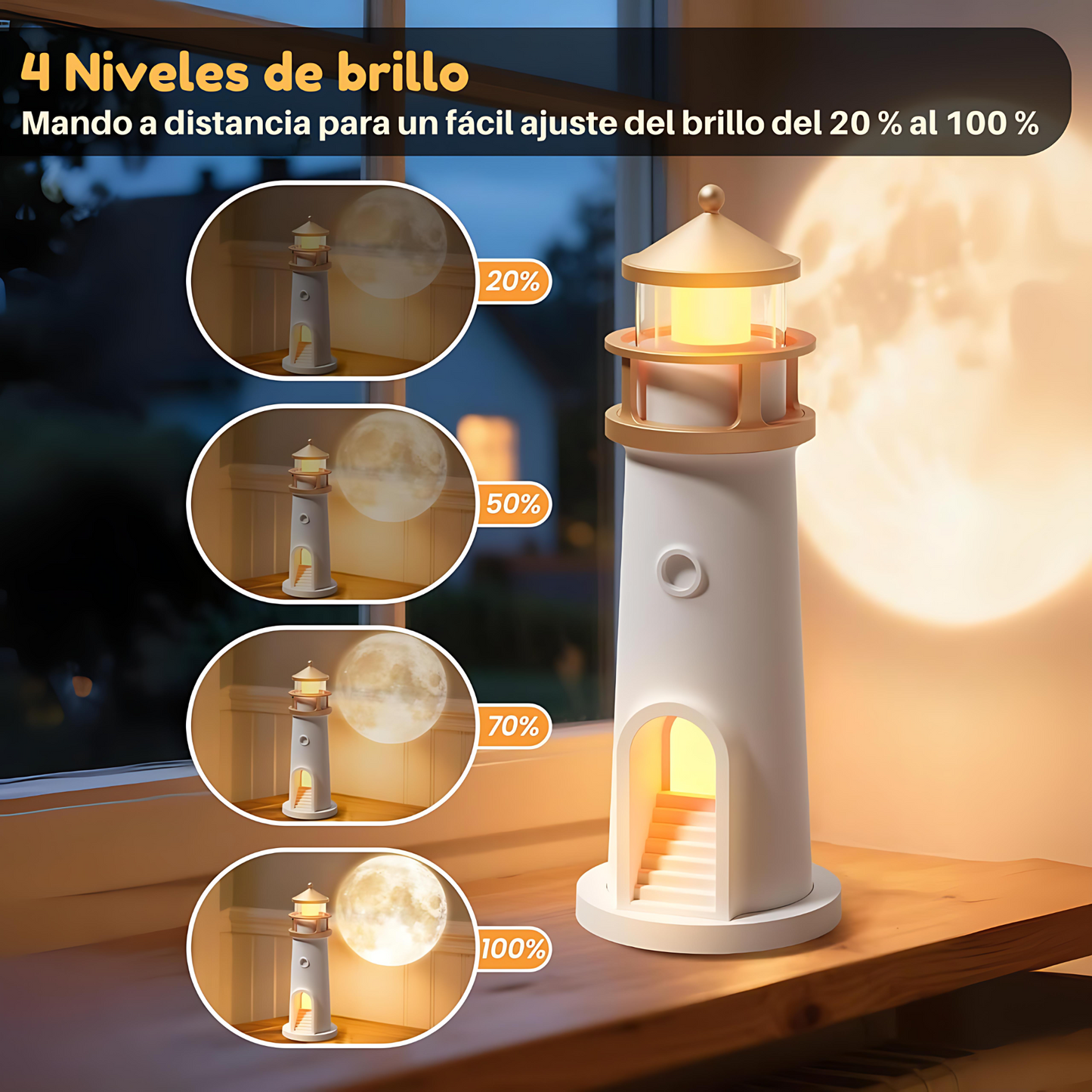 Faro proyector de luna relajante