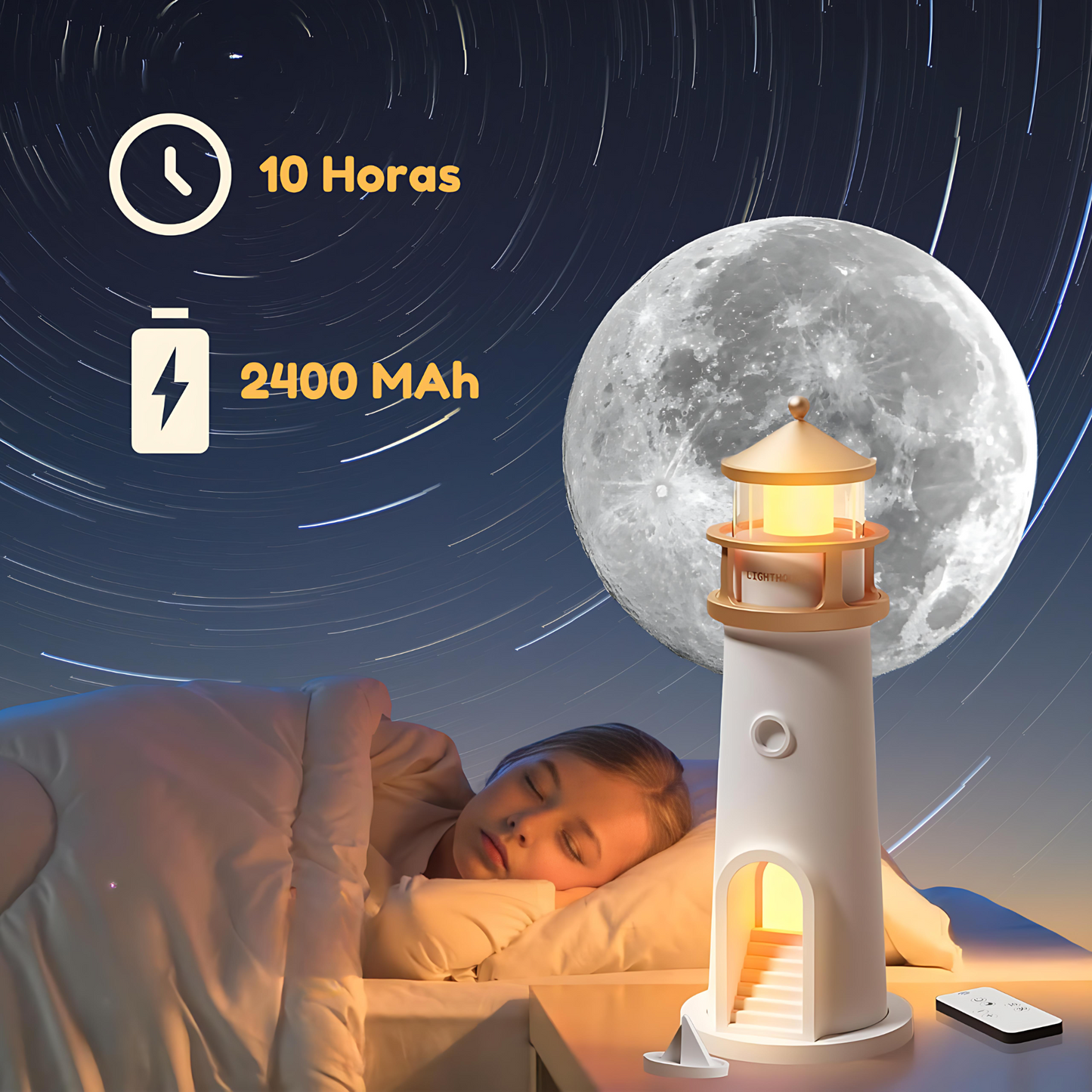 Faro proyector de luna relajante